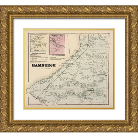Hamburgh New York Landowner - Stone 1866 Gold Ornate Wood Framed Art Print with Double Matting by Stone