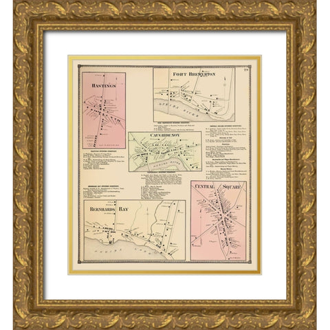 Hastings New York Landowner - Stone 1867 Gold Ornate Wood Framed Art Print with Double Matting by Stone