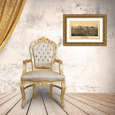 Hoosick Falls New York - Burleigh 1889  Gold Ornate Wood Framed Art Print with Double Matting by Burleigh
