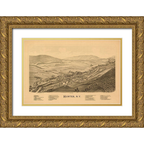 Hunter New York - Burleigh 1890  Gold Ornate Wood Framed Art Print with Double Matting by Burleigh