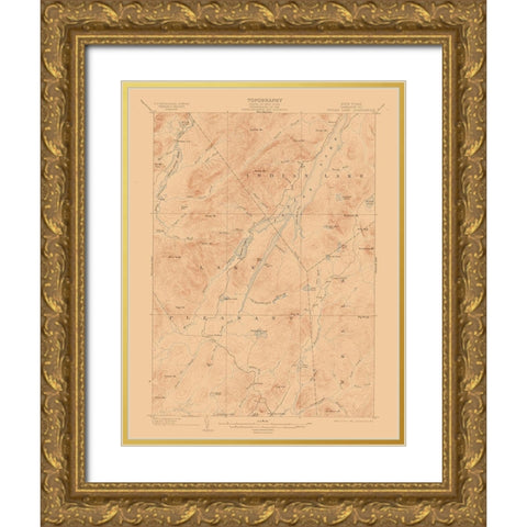 Indian Lake New York Quad - USGS 1902 Gold Ornate Wood Framed Art Print with Double Matting by USGS
