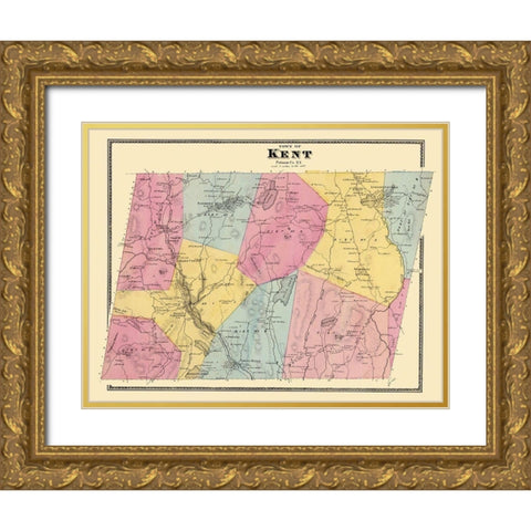 Kent New York Landowner - Beers 1868 Gold Ornate Wood Framed Art Print with Double Matting by Beers