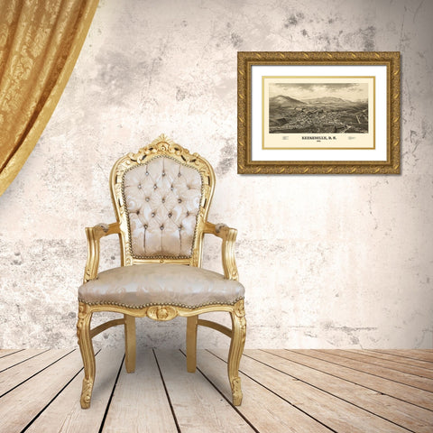 Keeseville New York - Burleigh 1887  Gold Ornate Wood Framed Art Print with Double Matting by Burleigh