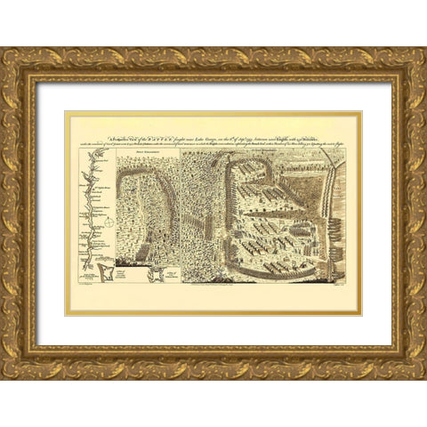 Lake George Battle Gold Ornate Wood Framed Art Print with Double Matting by JEFFERYS