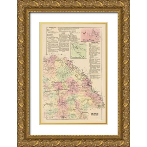Lenox New York Landowner - Whitman 1875 Gold Ornate Wood Framed Art Print with Double Matting by Whitman