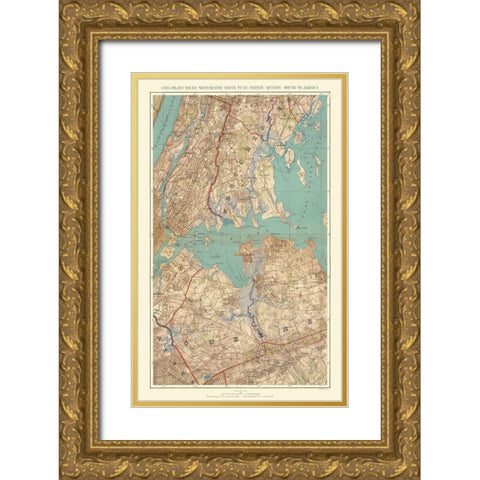 Long Island Sound Queens Mt Vernon New York Gold Ornate Wood Framed Art Print with Double Matting by Bien