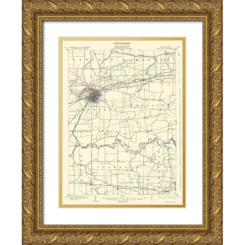 Lockport New York Quad - USGS 1902 Gold Ornate Wood Framed Art Print with Double Matting by USGS