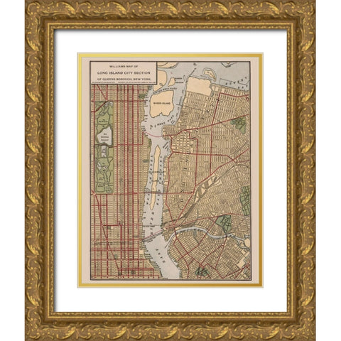 Long Island New York - Williams 1911  Gold Ornate Wood Framed Art Print with Double Matting by Williams