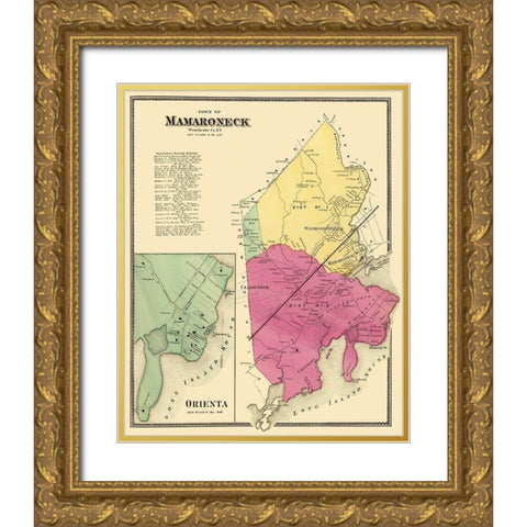 Mamaroneck, Orienta New York Landowner - Beers Gold Ornate Wood Framed Art Print with Double Matting by Beers
