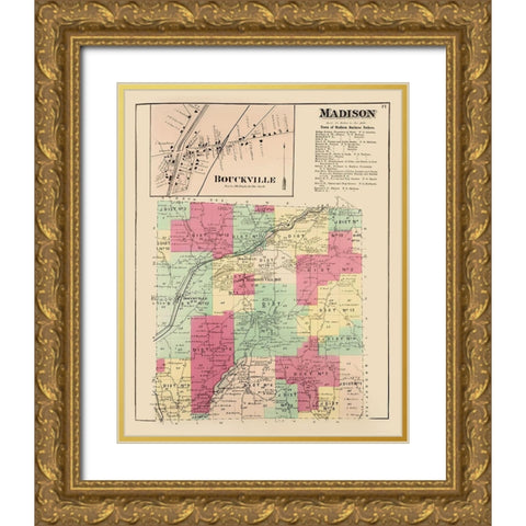 Madison New York Landowner - Whitman 1875 Gold Ornate Wood Framed Art Print with Double Matting by Whitman