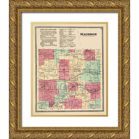 Macedon New York Landowner - Beers 1874 Gold Ornate Wood Framed Art Print with Double Matting by Beers