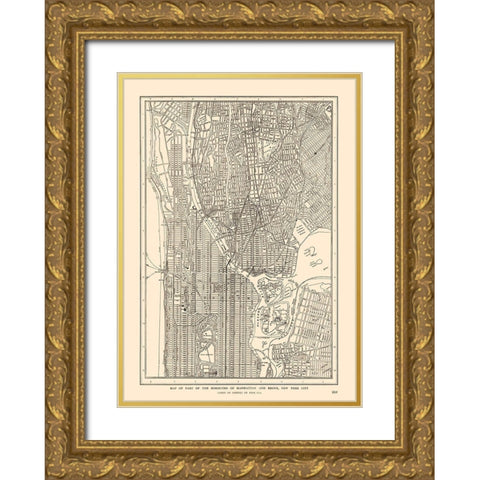 Manhattan, Bronx - New York - Reynold 1921 Gold Ornate Wood Framed Art Print with Double Matting by Reynold