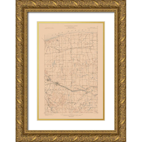 Macedon New York Quad - USGS 1900 Gold Ornate Wood Framed Art Print with Double Matting by USGS