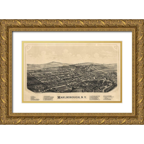 Marlborough New York - Burleigh 1891  Gold Ornate Wood Framed Art Print with Double Matting by Burleigh