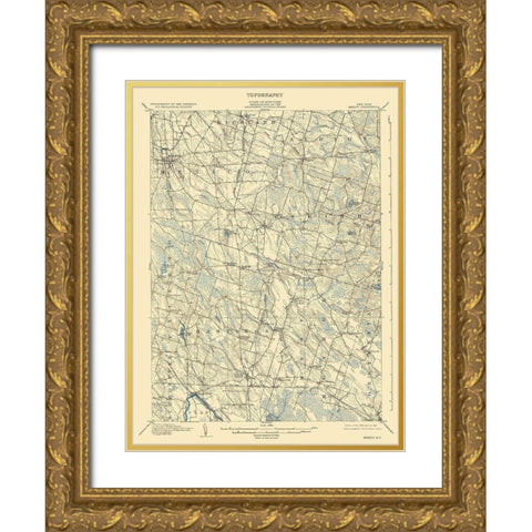 Mexico New York Quad - USGS 1905 Gold Ornate Wood Framed Art Print with Double Matting by USGS