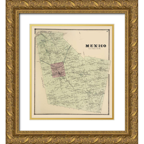 Mexico New York Landowner - Stone 1866 Gold Ornate Wood Framed Art Print with Double Matting by Stone