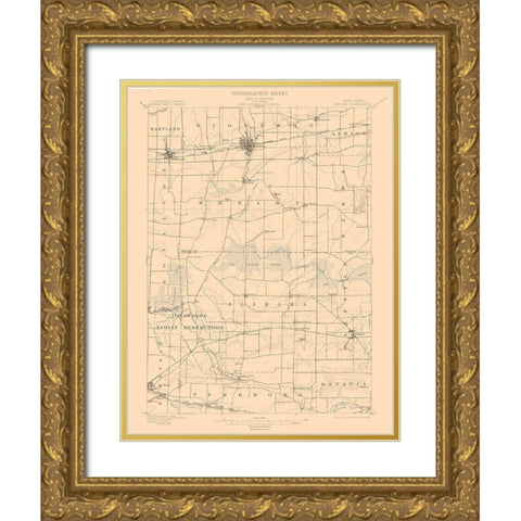 Medina New York Quad - USGS 1897 Gold Ornate Wood Framed Art Print with Double Matting by USGS