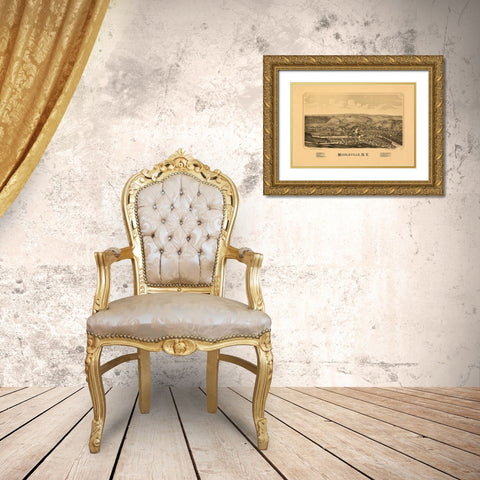 Middleville New York - Burleigh 1890  Gold Ornate Wood Framed Art Print with Double Matting by Burleigh