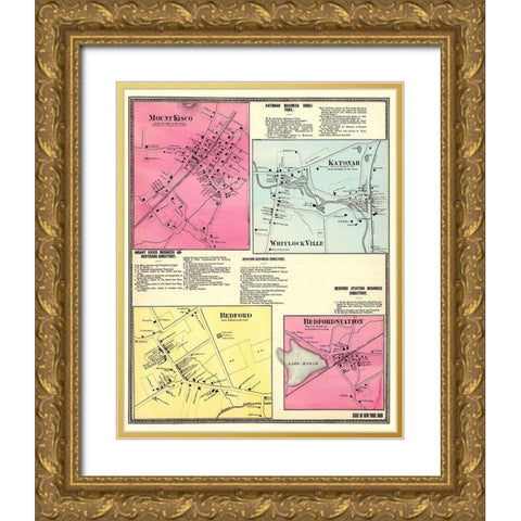 Mount Kisco New York Landowner - Beers 1868 Gold Ornate Wood Framed Art Print with Double Matting by Beers