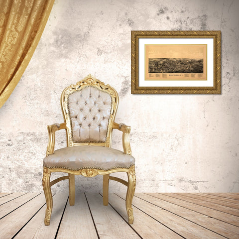Mount Morris New York - Burleigh 1893  Gold Ornate Wood Framed Art Print with Double Matting by Burleigh