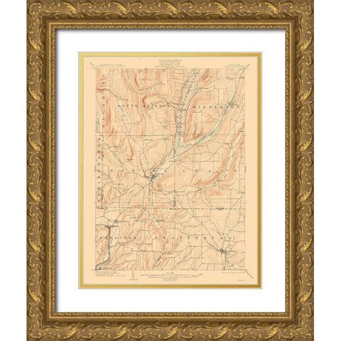 Naples New York Quad - USGS 1903 Gold Ornate Wood Framed Art Print with Double Matting by USGS