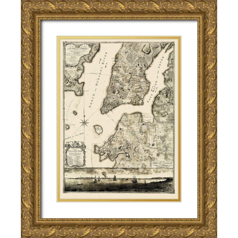 New York New York Landowner - Jefferys 1776 Gold Ornate Wood Framed Art Print with Double Matting by Jefferys