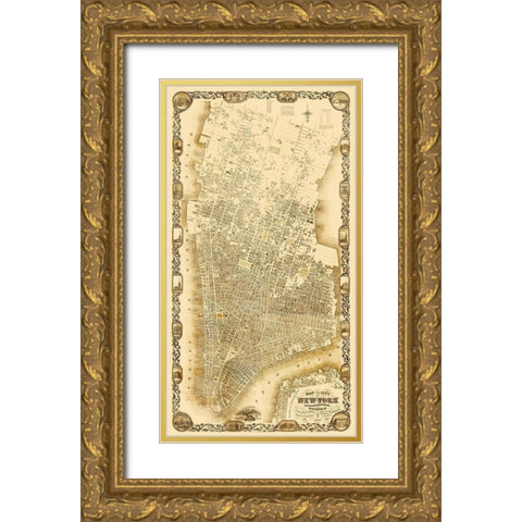New York New York - Dripps 1852 Gold Ornate Wood Framed Art Print with Double Matting by Dripps