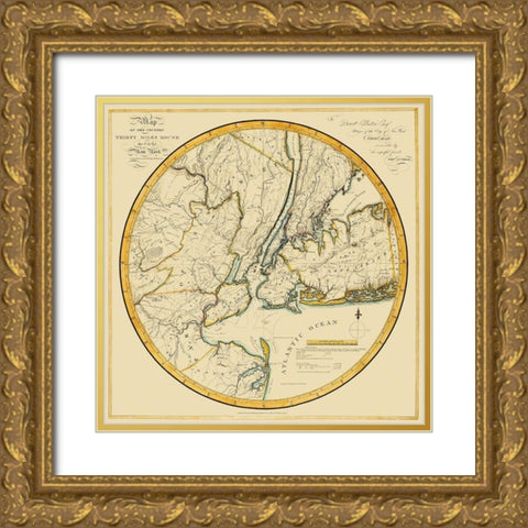 New York New York - Dunning 1812 Gold Ornate Wood Framed Art Print with Double Matting by Dunning