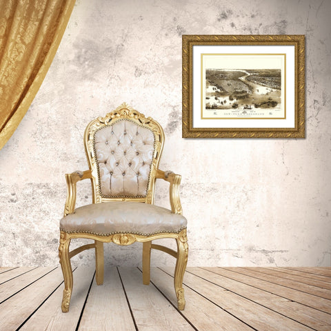 New York Brooklyn New York - Guerber 1851 Gold Ornate Wood Framed Art Print with Double Matting by Guerber