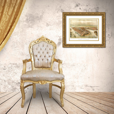 New York New York - Currier 1874 Gold Ornate Wood Framed Art Print with Double Matting by Currier