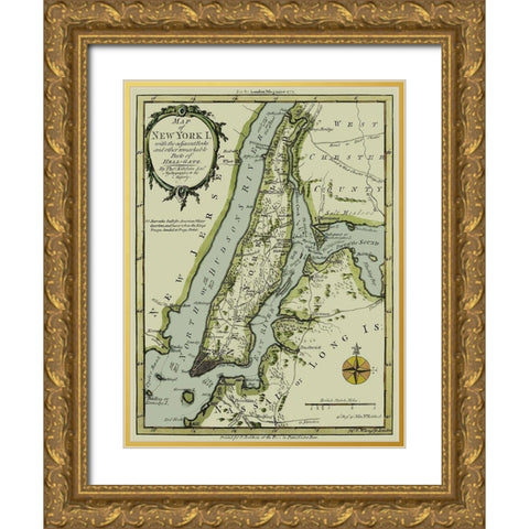 New York New York - Kitchin 1778 Gold Ornate Wood Framed Art Print with Double Matting by Kitchin
