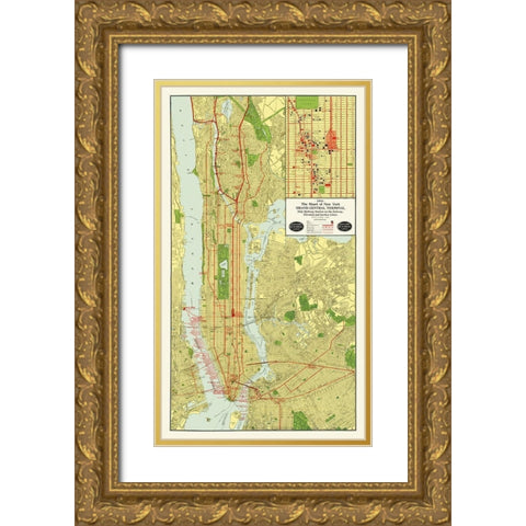 Grand Central Terminal - 1918 Gold Ornate Wood Framed Art Print with Double Matting by Unknown