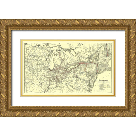 New York Central, Hudson River Railroad 1900 Gold Ornate Wood Framed Art Print with Double Matting by Matthews