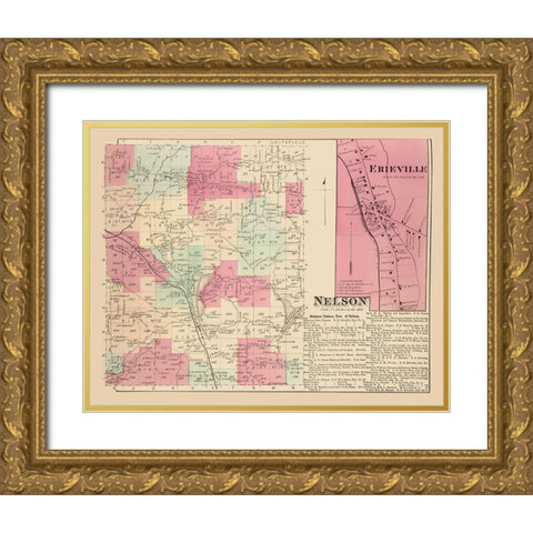 Nelson New York Landowner - Whitman 1875 Gold Ornate Wood Framed Art Print with Double Matting by Whitman