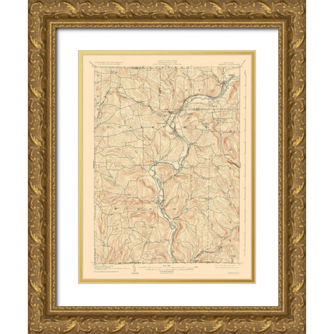 Neneveh New York Quad - USGS 1905 Gold Ornate Wood Framed Art Print with Double Matting by USGS