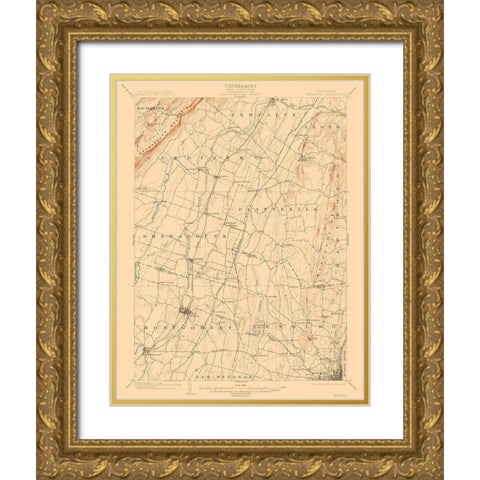 Newburg New York Quad - USGS 1903 Gold Ornate Wood Framed Art Print with Double Matting by USGS