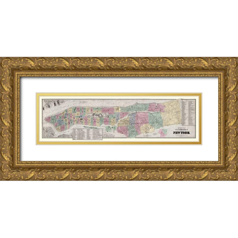 New York City New York - Boynton 1888  Gold Ornate Wood Framed Art Print with Double Matting by Boynton