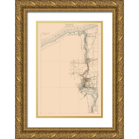 Niagara Falls New York Quad - USGS Gold Ornate Wood Framed Art Print with Double Matting by USGS