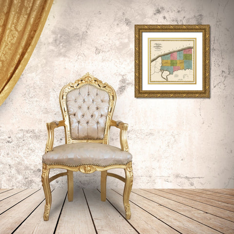 Niagara New York - Burr 1829 Gold Ornate Wood Framed Art Print with Double Matting by Burr