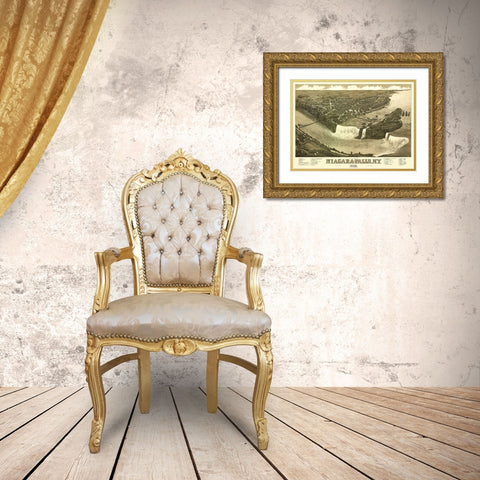 Niagara Falls New York - Stoner 1882 Gold Ornate Wood Framed Art Print with Double Matting by Stoner