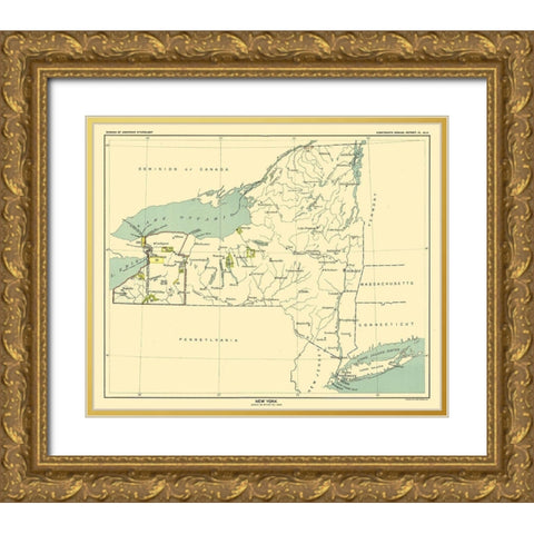 New York - Hoen 1896 Gold Ornate Wood Framed Art Print with Double Matting by Hoen