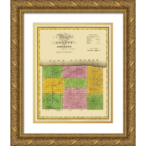 Orleans New York - Burr 1829 Gold Ornate Wood Framed Art Print with Double Matting by Burr