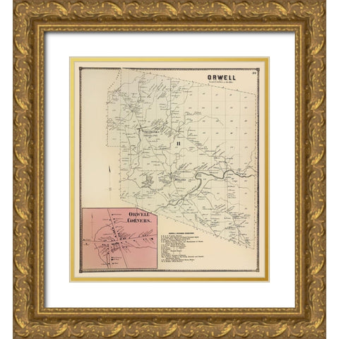 Orwell New York Landowner - Stone 1867 Gold Ornate Wood Framed Art Print with Double Matting by Stone