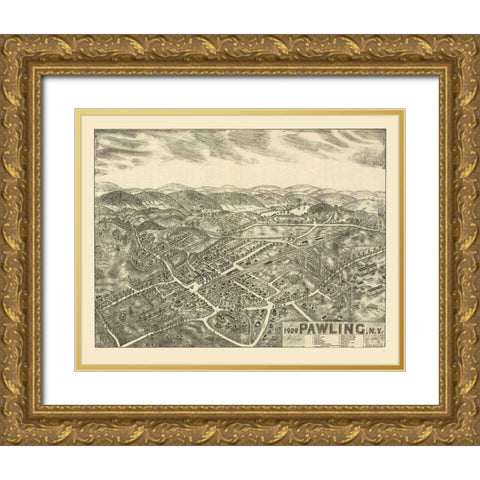 Pawling New York - Smith 1909  Gold Ornate Wood Framed Art Print with Double Matting by Smith
