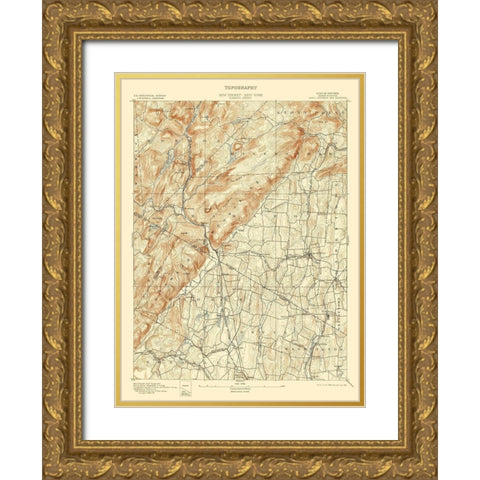 Ramapo New York New Jersey Quad - USGS 1893 Gold Ornate Wood Framed Art Print with Double Matting by USGS