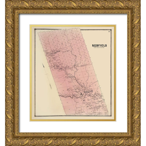 Redfield New York Landowner - Stone 1866 Gold Ornate Wood Framed Art Print with Double Matting by Stone