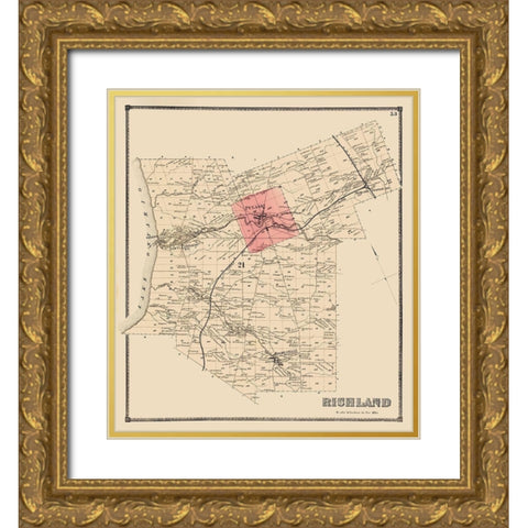 Richland New York Landowner - Stone 1866 Gold Ornate Wood Framed Art Print with Double Matting by Stone