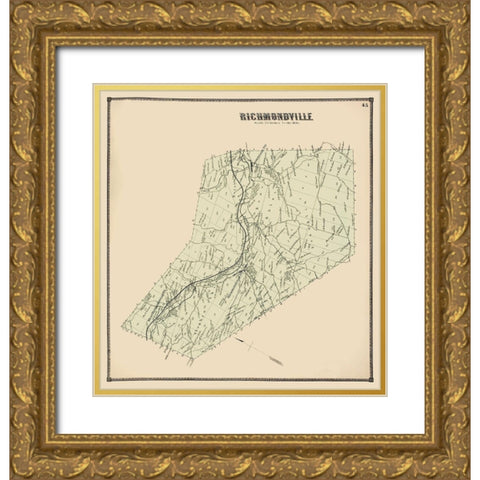 Richmondville New York Landowner - Stone 1866 Gold Ornate Wood Framed Art Print with Double Matting by Stone