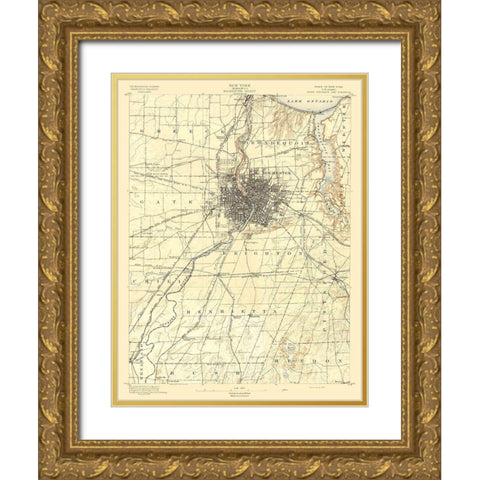Rochester New York Sheet - USGS 1895 Gold Ornate Wood Framed Art Print with Double Matting by USGS