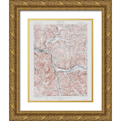 Salamanca New York Quad - USGS 1900 Gold Ornate Wood Framed Art Print with Double Matting by USGS